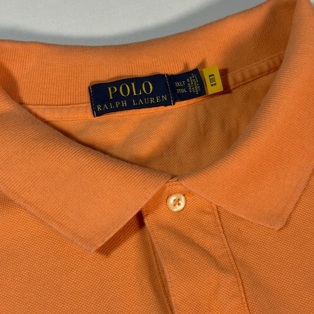 Polo Ralph Lauren Polo Shirt Mens 3XLT Orange Excellent Triple Pony Big Tall Y2K